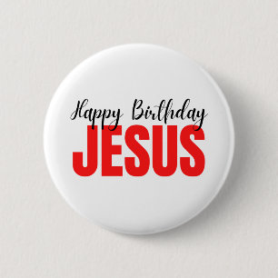 Badge Rond 5 Cm Happy Birthday Jesus Christmas