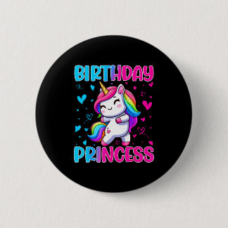 Badge Rond 5 Cm Happy Birthday Princess Unicorn Cute Rainbow Heart