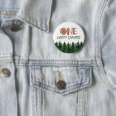 Badge Rond 5 Cm Happy Camper Aquarelle Bois Un Rustique (En situation)