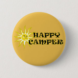 Badge Rond 5 Cm Happy Camper Camping Sunshine Button