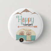 Badge Rond 5 Cm Happy Camper Cute Retro RV (Devant)