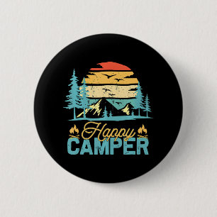 Badge Rond 5 Cm Happy Camper Funny Matching Camping Crew