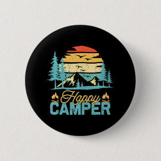 Badge Rond 5 Cm Happy Camper Funny Matching Camping Crew