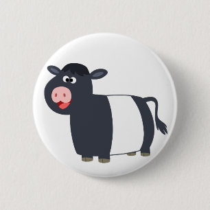 Badge Rond 5 Cm Happy Cartoon Belted Galloway Bouton de vache Badg