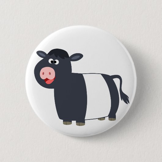 Badge Rond 5 Cm Happy Cartoon Belted Galloway Bouton de vache Badg (Devant)