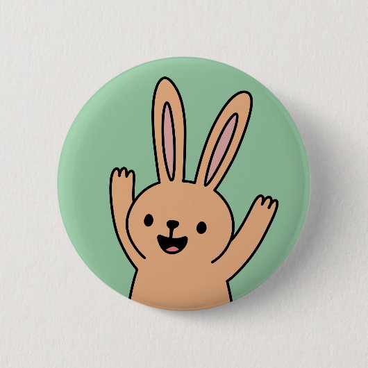 Badge Rond 5 Cm Happy Cartoon Bunny rabbit (Devant)