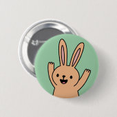 Badge Rond 5 Cm Happy Cartoon Bunny rabbit (Devant & derrière)