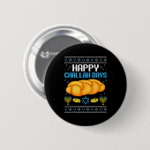 Badge Rond 5 Cm Happy Challah Days Ugly Christmas Hanukkah  (Devant & derrière)