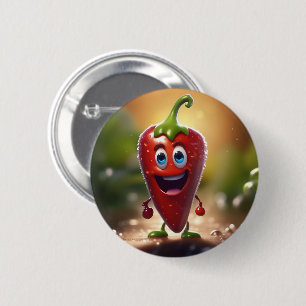 Badge Rond 5 Cm Happy chili Animé 3D,