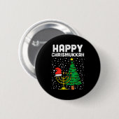 Badge Rond 5 Cm Happy Christmukkah Jewish Christmas Hanukkah Chanu (Devant & derrière)