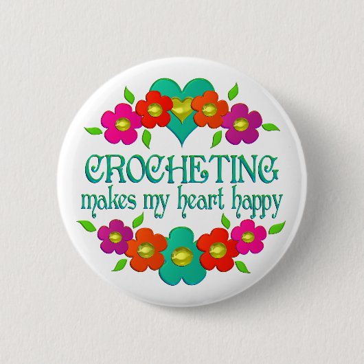 Badge Rond 5 Cm Happy Crocheting (Devant)