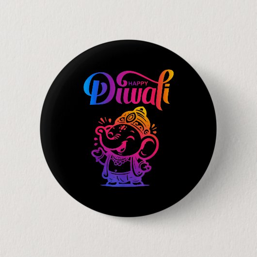 Badge Rond 5 Cm Happy Diwali Deepavali Hindu Indian Festival Of Li (Devant)