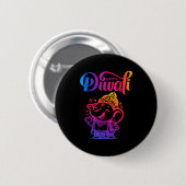 Badge Rond 5 Cm Happy Diwali Deepavali Hindu Indian Festival Of Li (Devant & derrière)