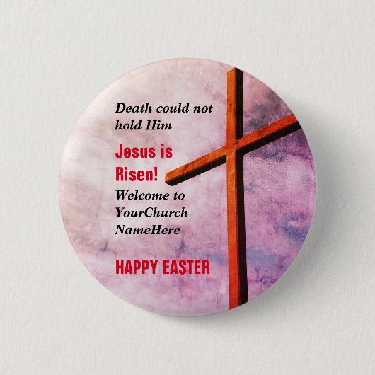 Badge Rond 5 Cm HAPPY EASTER | Jésus est ressuscité (Devant)