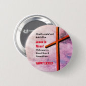 Badge Rond 5 Cm HAPPY EASTER | Jésus est ressuscité (Devant & derrière)