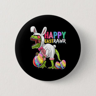 Badge Rond 5 Cm Happy Eastrawr T Rex Dinosaur Easter Bunny Egg Cos