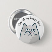 Badge Rond 5 Cm Happy Face Cat (Devant & derrière)