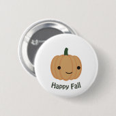 Badge Rond 5 Cm Happy Fall - Citrouille mignon (Devant & derrière)