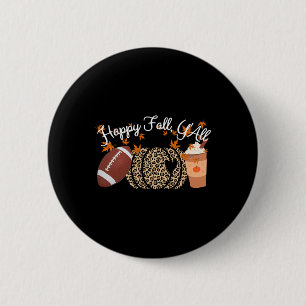 Badge Rond 5 Cm Happy Fall Y'all Empreintes de léopard Citrouilles