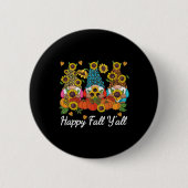 Badge Rond 5 Cm Happy Fall Y'all Gnome Leopard Pumkin Autumn (Devant)