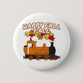 Badge Rond 5 Cm Happy Fall Y'All Train à vapeur Citrouille Railroa (Devant)
