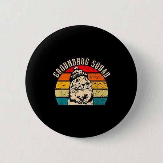 Badge Rond 5 Cm Happy Groundhog Day 2025 Groundhog Squad Woodchuck (Devant)