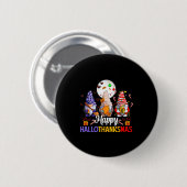 Badge Rond 5 Cm Happy Hallothanksmas Gnomes Lover Halloween Merry (Devant & derrière)