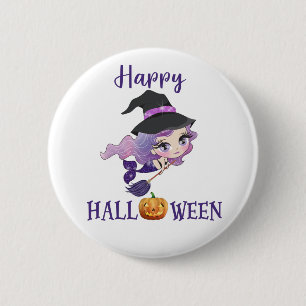 Badge Rond 5 Cm Happy Halloween bouton Fille Éffrayant sirène bout
