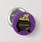 Badge Rond 5 Cm Happy Halloween Cauldron Potion verte pourpre (Devant & derrière)