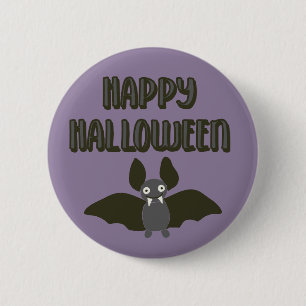 Badge Rond 5 Cm Happy Halloween chauve chauve-souris avec les doig