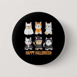 Badge Rond 5 Cm Happy Halloween Chiens Carlins mignonnes Amoureux