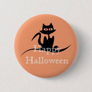Badge Rond 5 Cm Happy Halloween effrayant chat