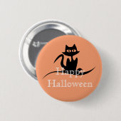 Badge Rond 5 Cm Happy Halloween effrayant chat (Devant & derrière)