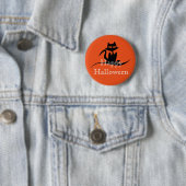 Badge Rond 5 Cm Happy Halloween effrayant chat (En situation)