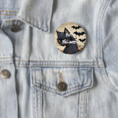 Badge Rond 5 Cm Happy Halloween effrayant chat (En situation)