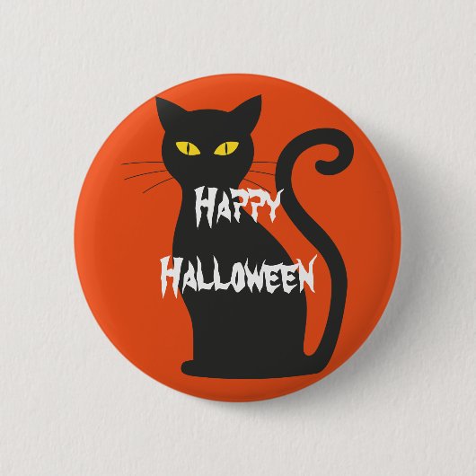 Badge Rond 5 Cm Happy Halloween effrayant chat (Devant)