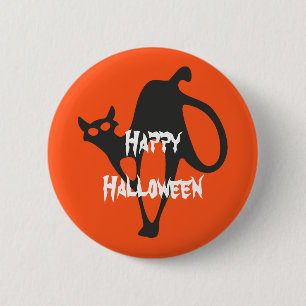 Badge Rond 5 Cm Happy Halloween effrayant chat