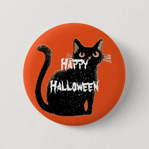 Badge Rond 5 Cm Happy Halloween effrayant chat