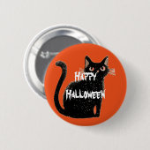 Badge Rond 5 Cm Happy Halloween effrayant chat (Devant & derrière)