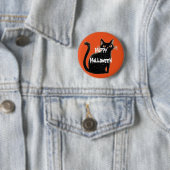 Badge Rond 5 Cm Happy Halloween effrayant chat (En situation)