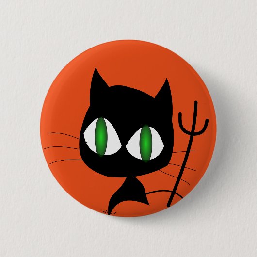 Badge Rond 5 Cm Happy Halloween effrayant chat (Devant)