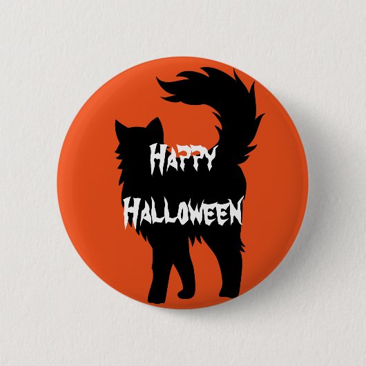 Badge Rond 5 Cm Happy Halloween effrayant chat (Devant)