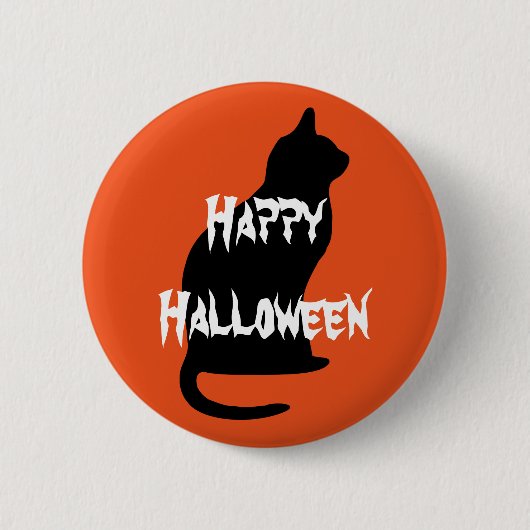 Badge Rond 5 Cm Happy Halloween effrayant chat (Devant)