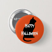 Badge Rond 5 Cm Happy Halloween effrayant chat (Devant & derrière)