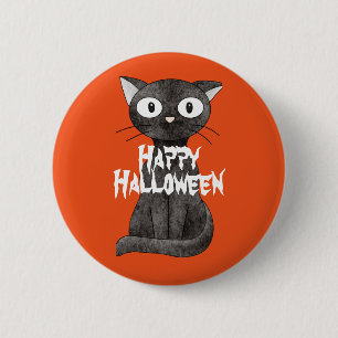 Badge Rond 5 Cm Happy Halloween effrayant chat