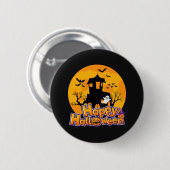 Badge Rond 5 Cm Happy Halloween Haunted House Moon (Devant & derrière)