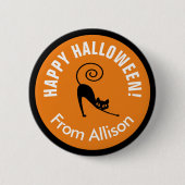 Badge Rond 5 Cm Happy Halloween noir chat ID686 (Devant)