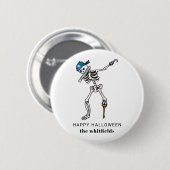 Badge Rond 5 Cm Happy Halloween Skeleton Pirate Dabbing Family (Devant & derrière)