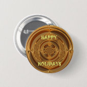 Badge Rond 5 Cm Happy Holidays Circle Art Print/Design (Devant & derrière)