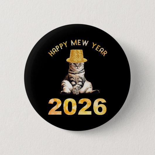 Badge Rond 5 Cm Happy Mew Year 2026 (Devant)